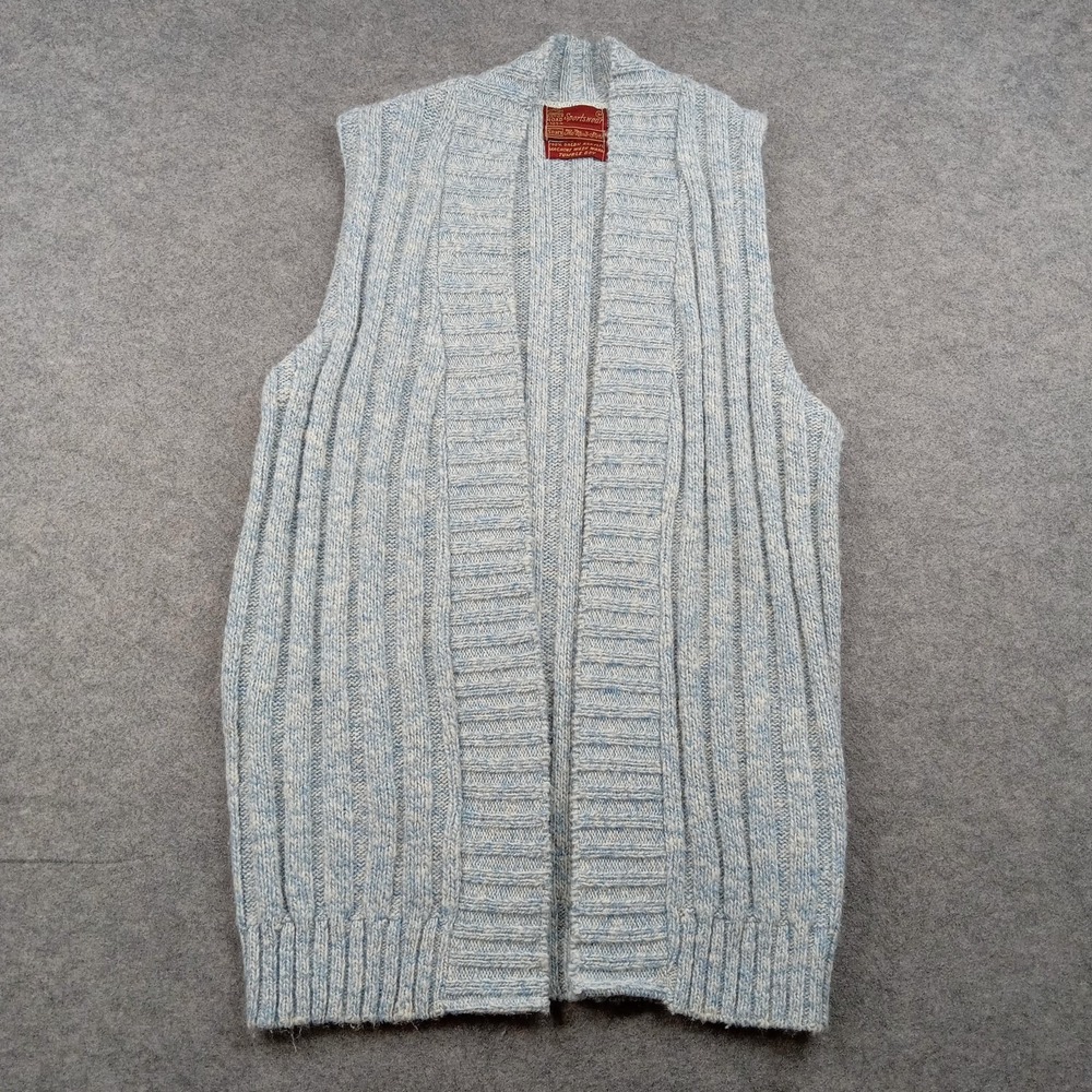 Vintage Kings Road Sweater Vest Mens Medium Blue Acrylic Knit Open Front‎ Sears